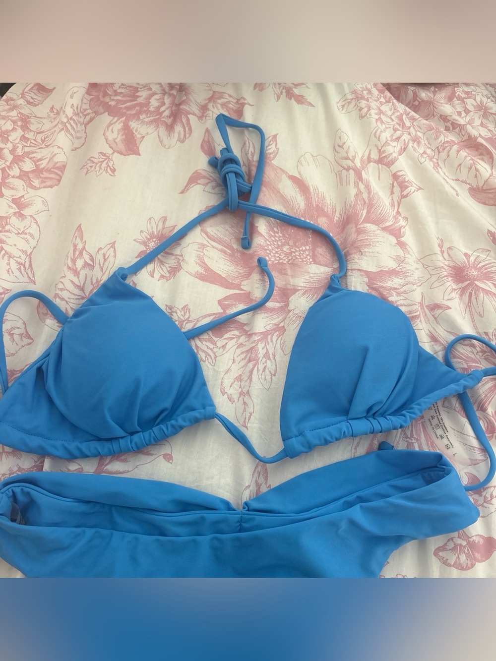 Bright Blue Triangle Bikini Top